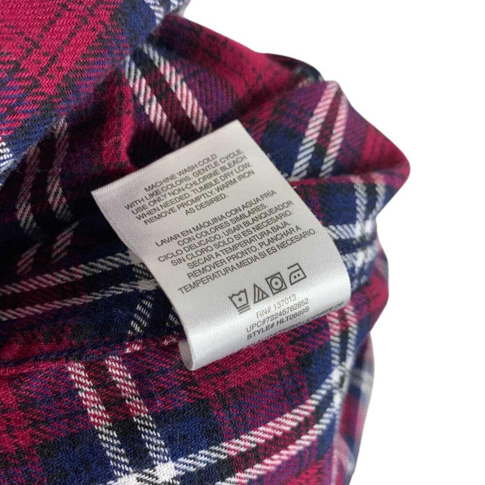 Woolrich Womens Flannel Shirt Size XL Red Violet Navy Plaid Cotton Button Up Top - Picture 8 of 8